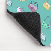 可愛い手描きハンドバッグドードルパターンティール(緑がかった色) マウスパッド (コーナー)