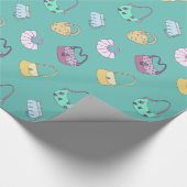 可愛い手描きハンドバッグドードルパターンティール（緑がかった色） ラッピングペーパー (角)