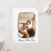 可愛い手描きバウ母の日の写真カード カード (正面/裏面インサイチュ)