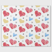 可愛い手描きバレンタインハート柄 ラッピングペーパー (フラット)