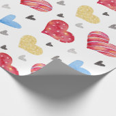 可愛い手描きバレンタインハート柄 ラッピングペーパー (角)