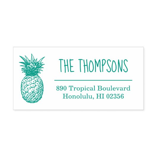 可愛い手描きパイナップルネーム差出人住所 セルフインキングスタンプ (デザイン)