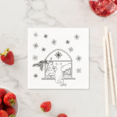 可愛い手描きフェスティバルクリスマスホリデー スタンダードカクテルナプキン (インサイチュ)