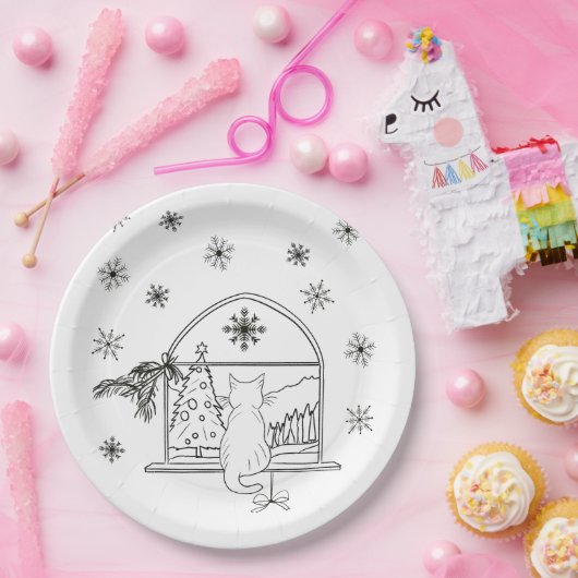 可愛い手描きフェスティバルクリスマスホリデー ペーパープレート (パーティー)