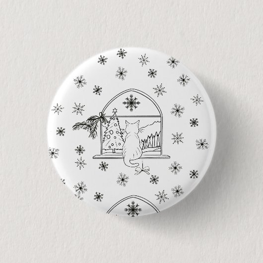 可愛い手描きフェスティバルクリスマスホリデー 缶バッジ (正面)