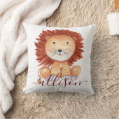 可愛い手描きライオンキッズパーソナライズされた クッション (ブランケット)