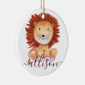 可愛い手描きライオンキッズパーソナライズされた セラミックオーナメント (右)
