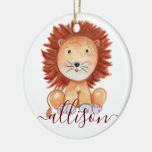 可愛い手描きライオンキッズパーソナライズされた セラミックオーナメント (左)