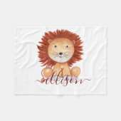可愛い手描きライオンキッズパーソナライズされた フリースブランケット (正面(横))