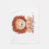 可愛い手描きライオンキッズパーソナライズされた フリースブランケット (正面)