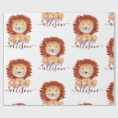 可愛い手描きライオンパーソナライズされたの子供がラップ ラッピングペーパー (フラット)