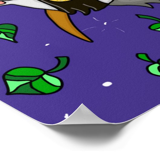 可愛い手描きラクーンぶら下がったの木の枝から ポスター (角)