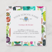 可愛い手描きレトロ花児童教育 スクエア名刺 (裏面)