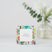 可愛い手描きレトロ花児童教育 スクエア名刺 (スタンド正面)