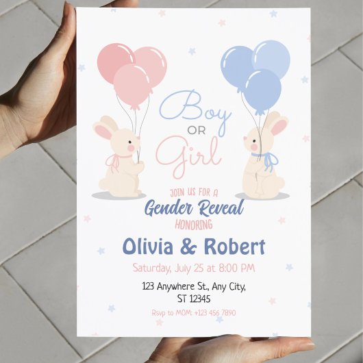 可愛い手描き小さなうさぎ少年または少女 招待状