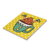 可愛い手描き小妖精や小人カラフルレトロおもしろい黄 タイル (側面)