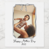 可愛い手描き弓シンプル母の日の写真 ワインラベル (シングルラベル)