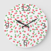 可愛い手描き水彩さくらんぼ ラージ壁時計 (正面)