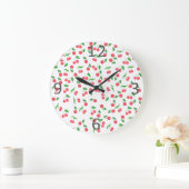 可愛い手描き水彩さくらんぼ ラージ壁時計 (ホーム)