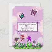 可愛い手描き紫色のベビーガール赤ちゃんシャワー 招待状 (裏面)