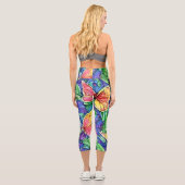 可愛い手描き蝶自然の緑 カプリレギンス (裏面)