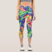 可愛い手描き蝶自然の緑 カプリレギンス (正面)