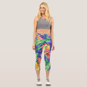 可愛い手描き蝶自然の緑 カプリレギンス (正面)