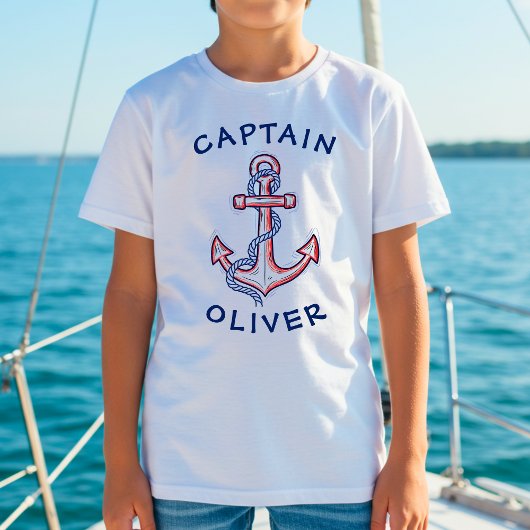 可愛い手描き赤と青のいかり Tシャツ