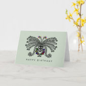 可愛い手描き – LYREBIRD -自然 – オーストラリア カード (黄色い花)