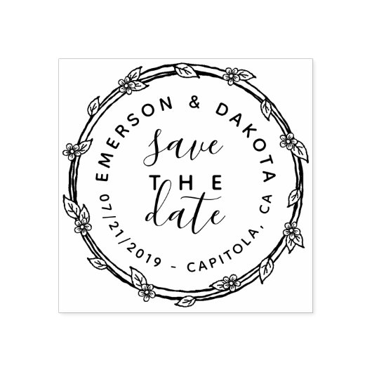 可愛い手書き日付の結婚発表を保存 ラバースタンプ (インプリント)