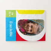 可愛い手紙Dキッズ写真と名前 ジグソーパズル (横)