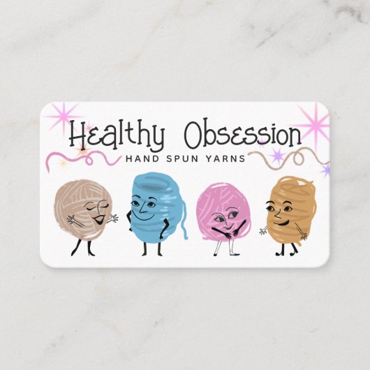 可愛い手紡糸編み物かぎ針編み名刺 名刺 (正面)