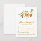 可愛い手絵を描花結婚式RSVP 出欠カード (正面/裏面)