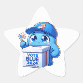可愛い投票ブルー2024スター大統領のスタンプ 星シール (正面)