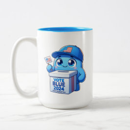 可愛い投票青2024選大統領の択15オンス ツートーンマグカップ