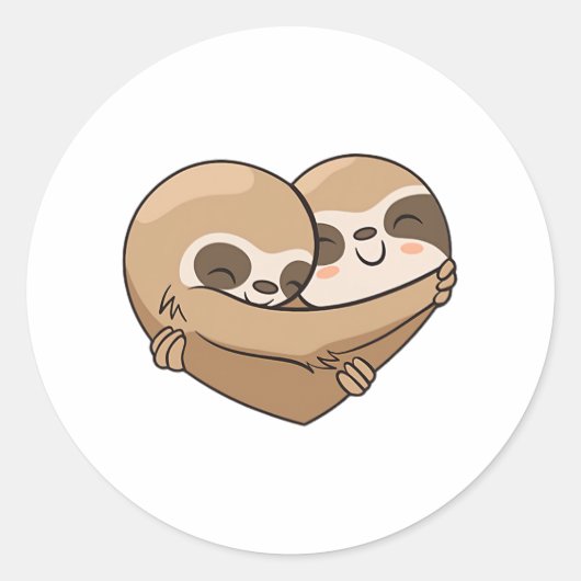 可愛い抱き合い怠け者 ラウンドシール (正面)