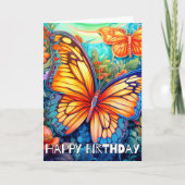 可愛い抽象芸術アート蝶 | ハッピーバースデー カード (正面)