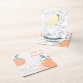 可愛い抽象芸術オレンはっきりしたジ結婚フルーティ感謝していズ スクエアペーパーコースター (インサイチュ)