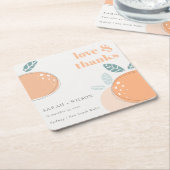 可愛い抽象芸術オレンはっきりしたジ結婚フルーティ感謝していズ スクエアペーパーコースター (アングル)