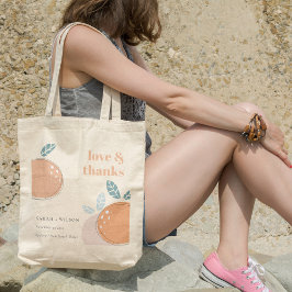 可愛い抽象芸術オレンはっきりしたジ結婚フルーティ感謝していズ トートバッグ