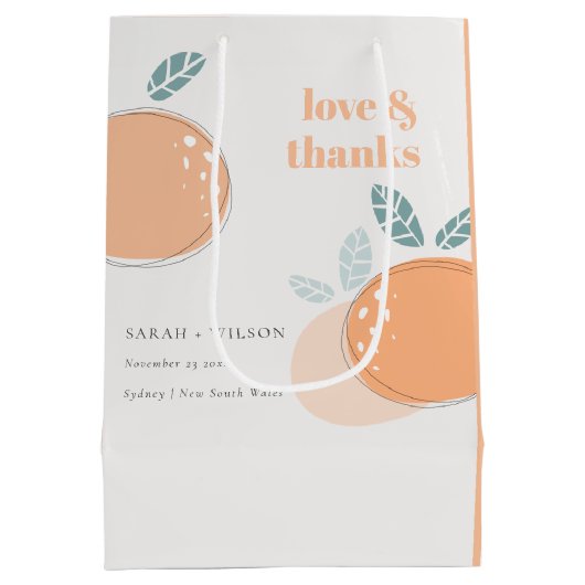 可愛い抽象芸術オレンはっきりしたジ結婚フルーティ感謝していズ ミディアムペーパーバッグ (裏面)