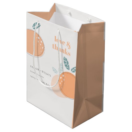 可愛い抽象芸術オレンはっきりしたジ結婚フルーティ感謝していズ ミディアムペーパーバッグ (裏面アングル)