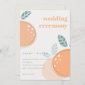 可愛い抽象芸術オレンジの葉のフルーティはっきりした結婚ズ 招待状 (正面/裏面)