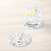 可愛い抽象芸術フローラシームレスパターン ラウンドペーパーコースター (インサイチュ)