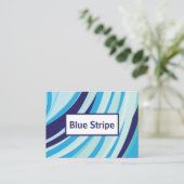可愛い抽象芸術ブルー斜ストライプ線 名刺 (スタンド正面)