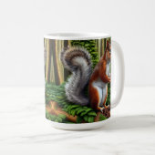 可愛い抽象芸術リスとピンコーン コーヒーマグカップ (正面右)