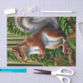 可愛い抽象芸術リスとピンコーン 薄葉紙 (クラフト)