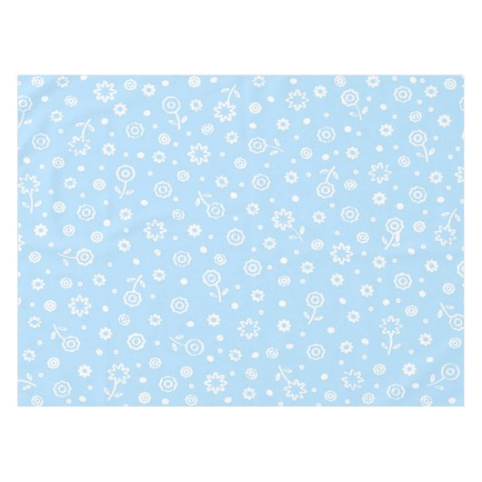 可愛い抽象芸術白フローラDitsyパターン | テーブルクロス (正面(横))