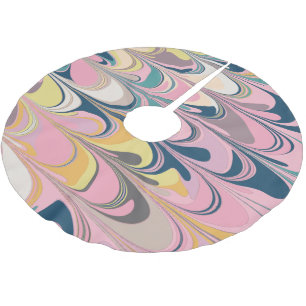 可愛い抽象芸術絵を描大理石渦巻きピンク ブラッシュドポリエステルツリースカート