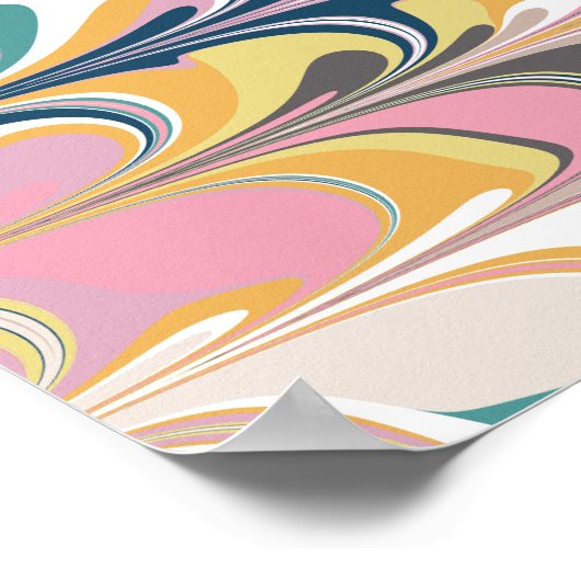 可愛い抽象芸術絵を描大理石渦巻きピンク ポスター (角)